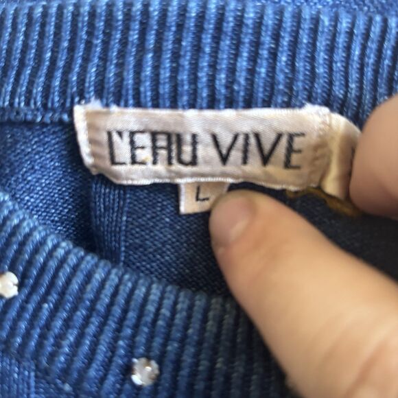 Vintage Womens Sweater Dress Bling Size Large Blue Boho Glam Retro Fairy 90s - Picture 9 of 11